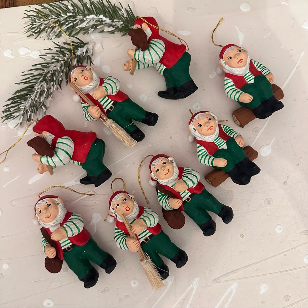Paper Mache Christmas Elfs Bundle of 8